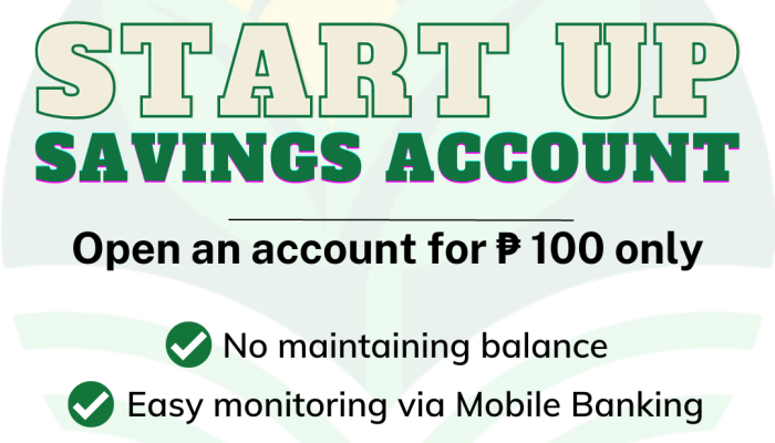 START UP SAVINGS START UP SAVINGS